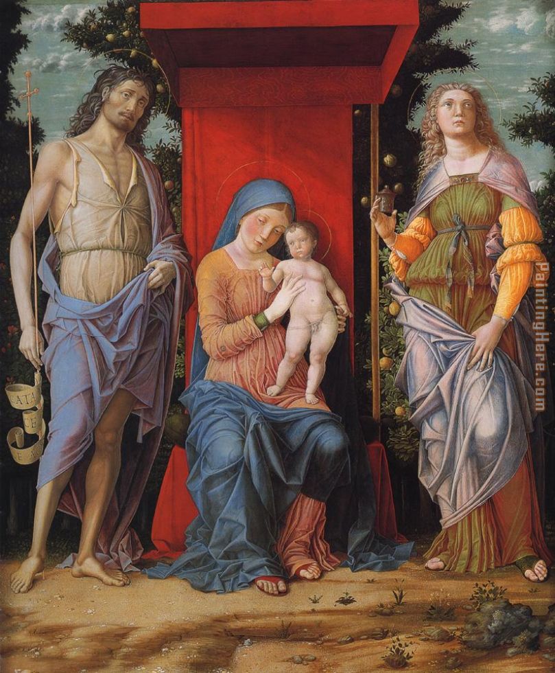 Virgin and child with the Magdalen and St John the Baptist painting - Andrea Mantegna Virgin and child with the Magdalen and St John the Baptist art painting